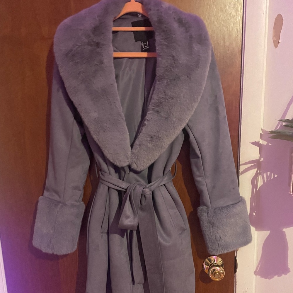 Fur Trim Longline Coat
